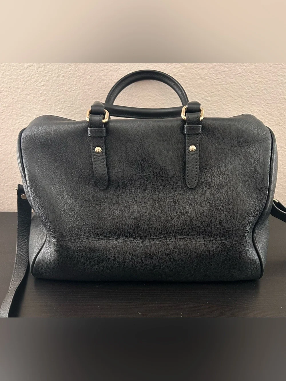 Versace Black Medusa Leather Boston Bag